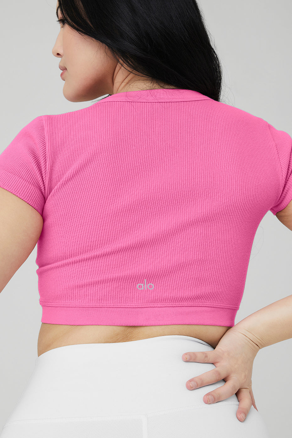 Seamless Ribbed Cropped Serene Short Sleeve - Paradise Pink