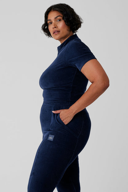 Micro Corduroy Winter Break Mock Neck - Navy