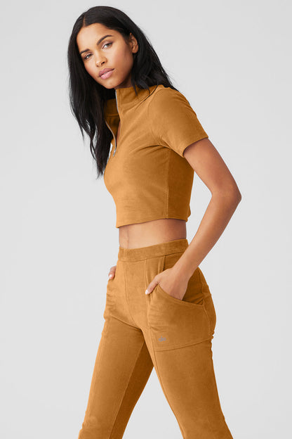 Micro Corduroy Winter Break Mock Neck - Toffee