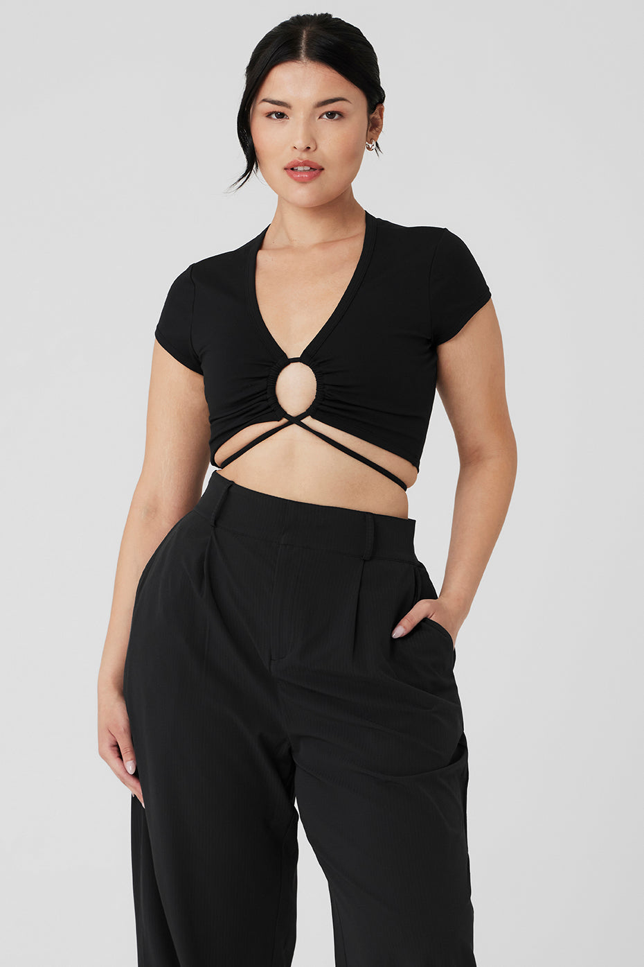 Airbrush Criss Cross Short Sleeve - Black