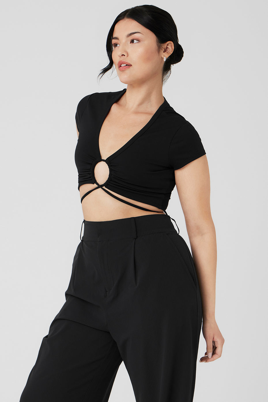 Airbrush Criss Cross Short Sleeve - Black