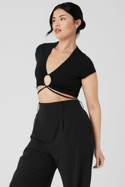 Airbrush Criss Cross Short Sleeve - Black