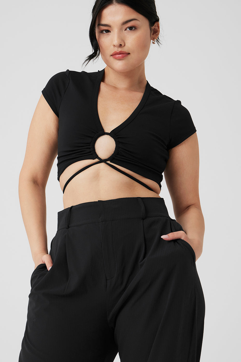 Airbrush Criss Cross Short Sleeve - Black