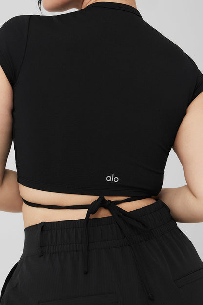 Airbrush Criss Cross Short Sleeve - Black