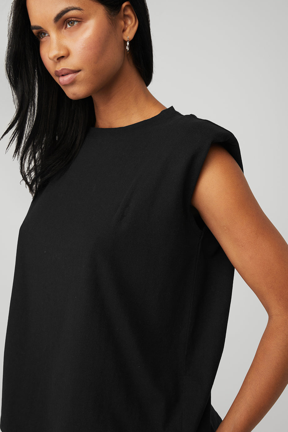 Headliner Shoulder Pad Sleeveless Tee - Black
