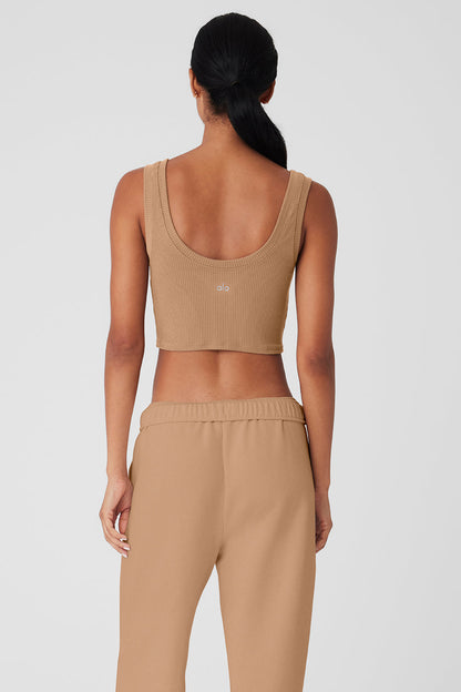 Ribbed Wellness Tank - Toasted Almond