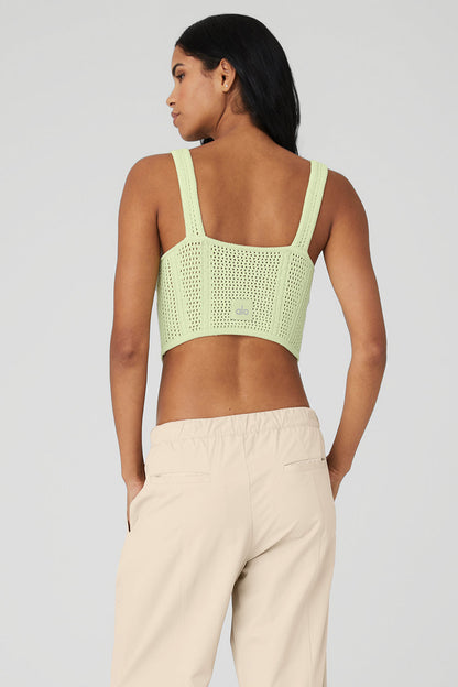 Open-Knit Chase The Sun Corset Tank - Iced Green Tea