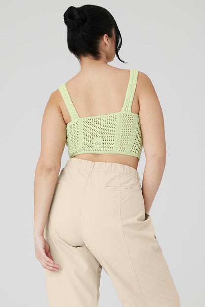 Open-Knit Chase The Sun Corset Tank - Iced Green Tea