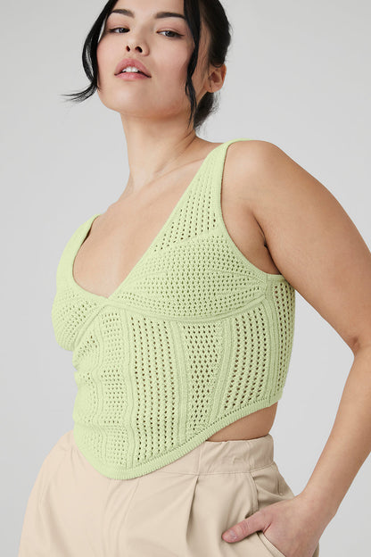 Open-Knit Chase The Sun Corset Tank - Iced Green Tea