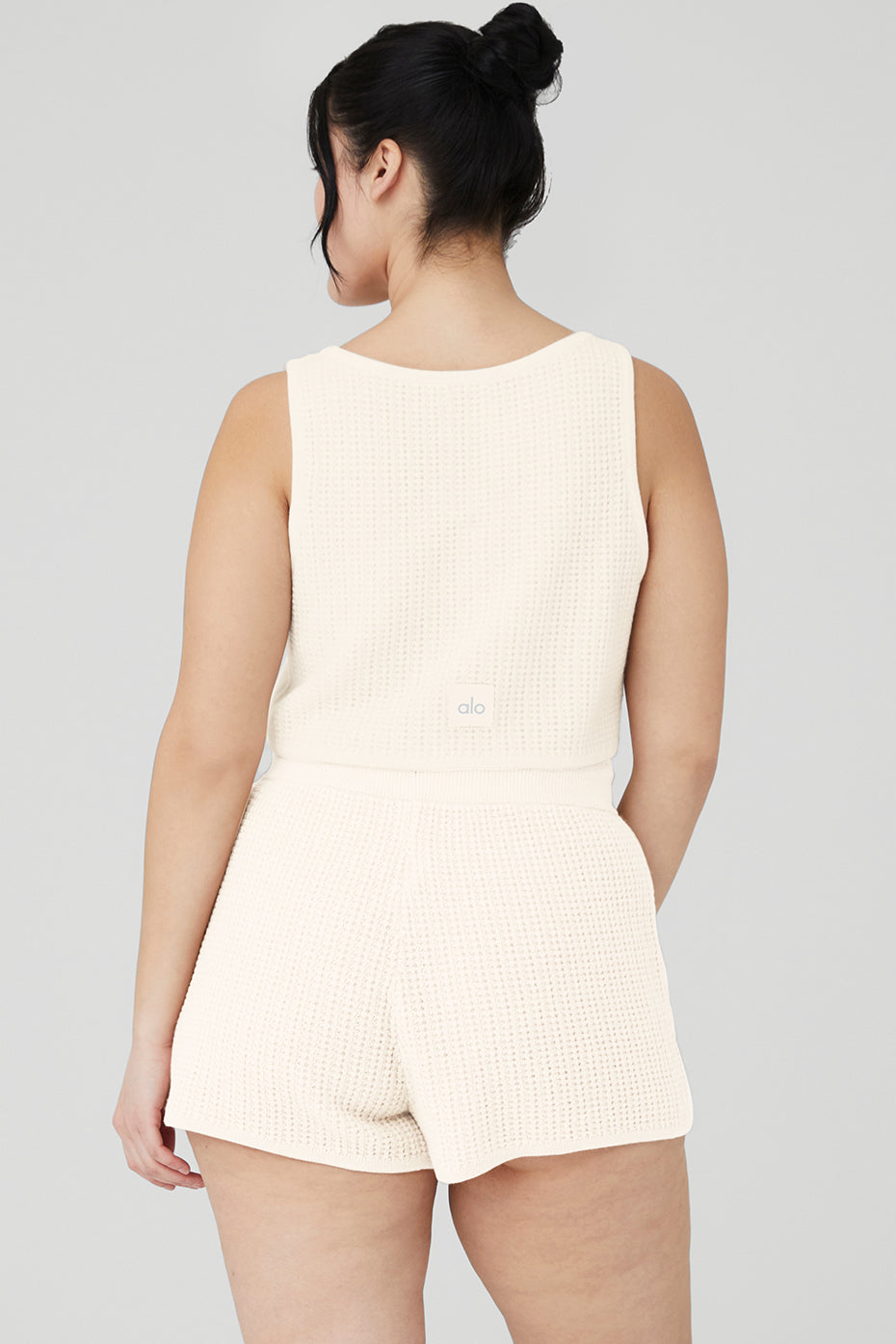 Cashmere Plush Waffle Cropped Tank - Ivory