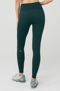 Seamless High-Waist Ribbed Legging - Midnight Green