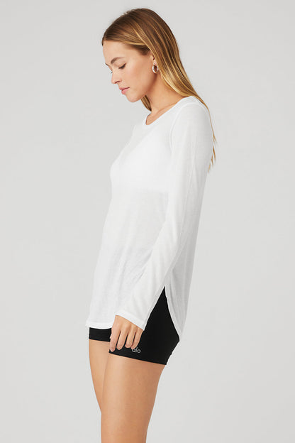 Ribbed Peak Long Sleeve - White