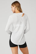 Ribbed Peak Long Sleeve - White