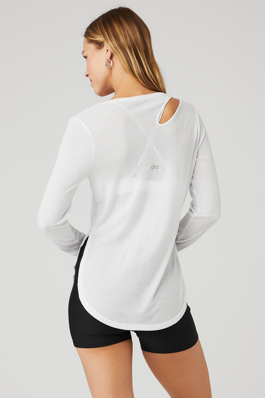Ribbed Peak Long Sleeve - White