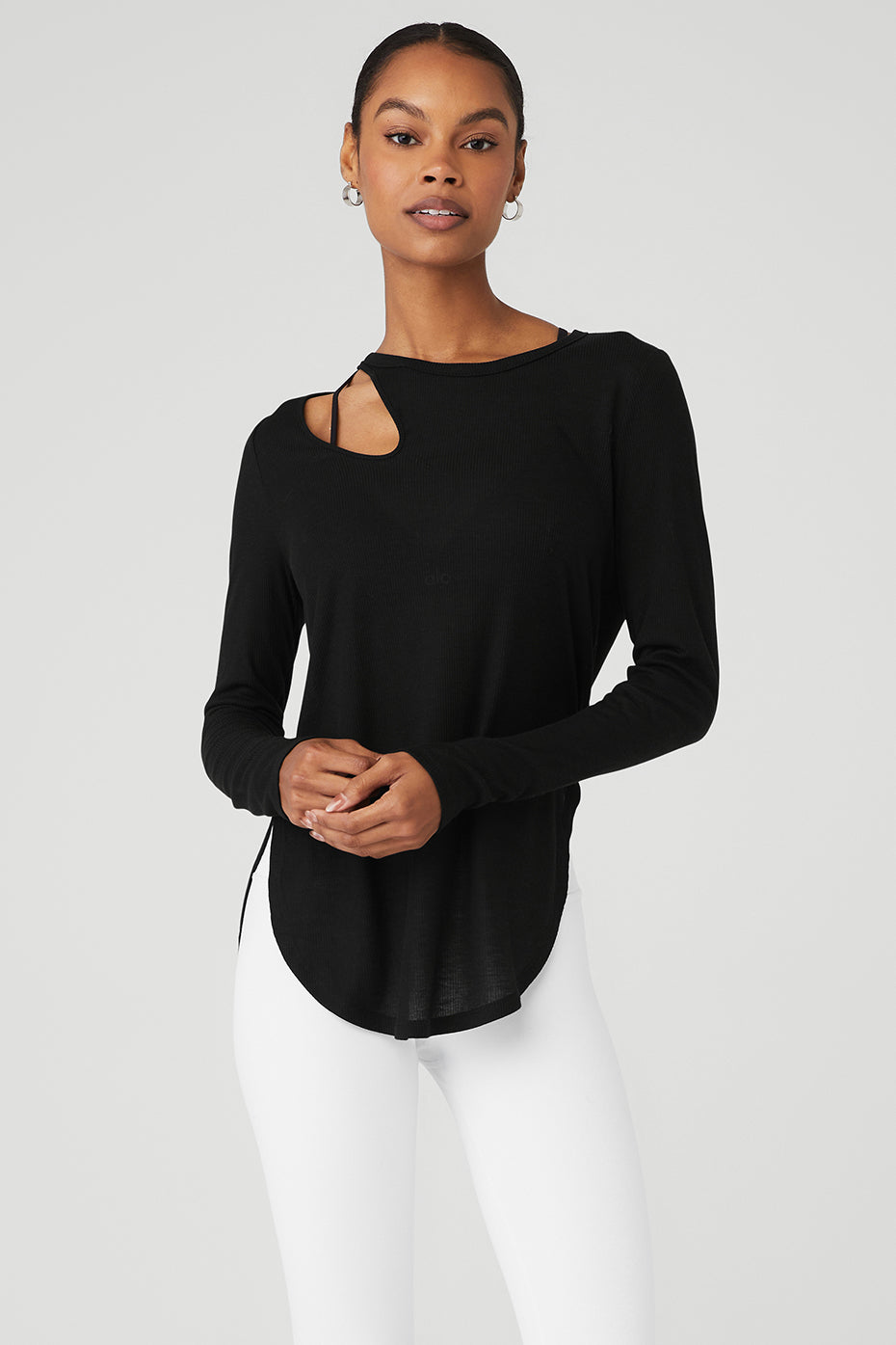 Ribbed Peak Long Sleeve - Black