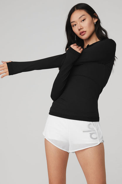 Alosoft Hooded Runner Long Sleeve - Black