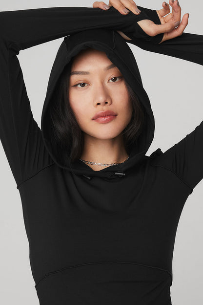 Alosoft Hooded Runner Long Sleeve - Black