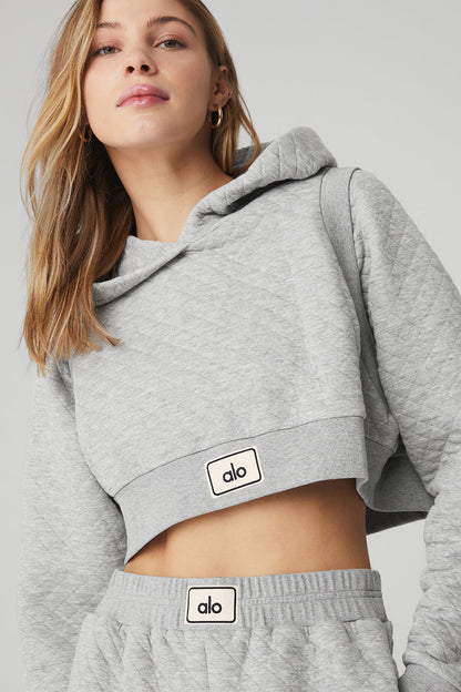 Quilted Cropped Arena Hoodie - Athletic Heather Grey
