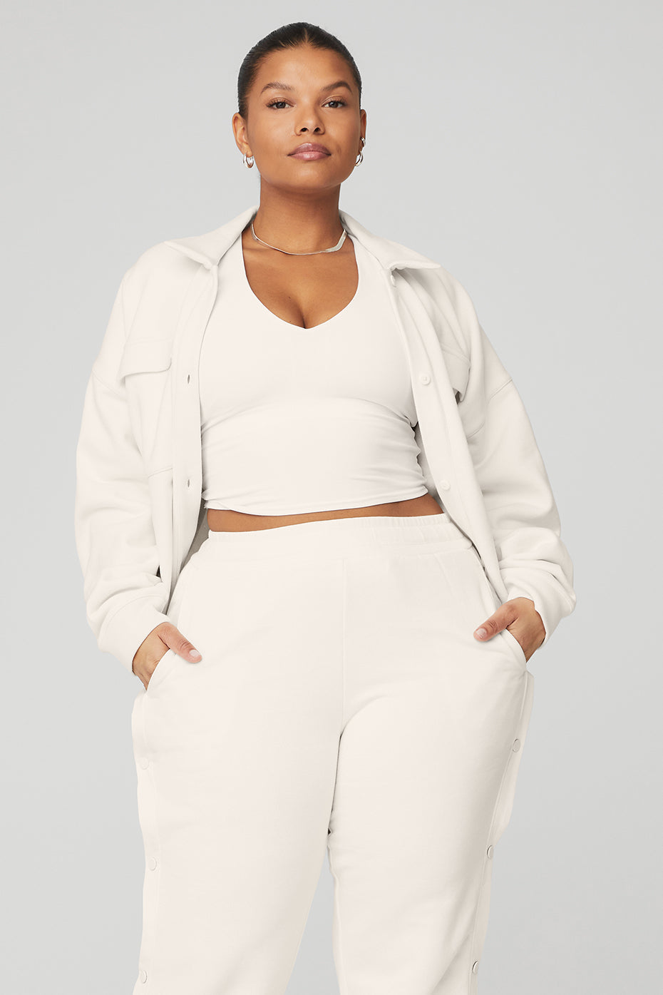 Renown Cropped Button-Up Pullover - Ivory