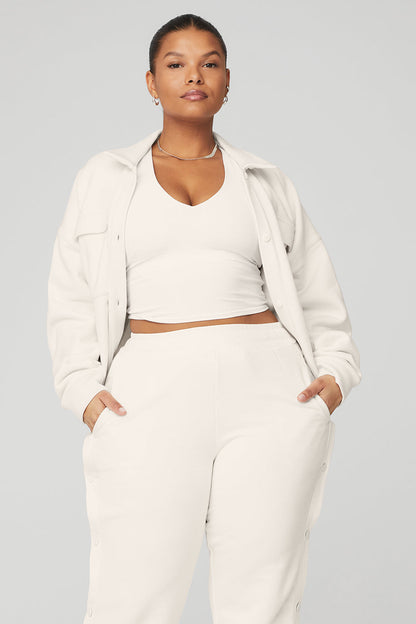 Renown Cropped Button-Up Pullover - Ivory