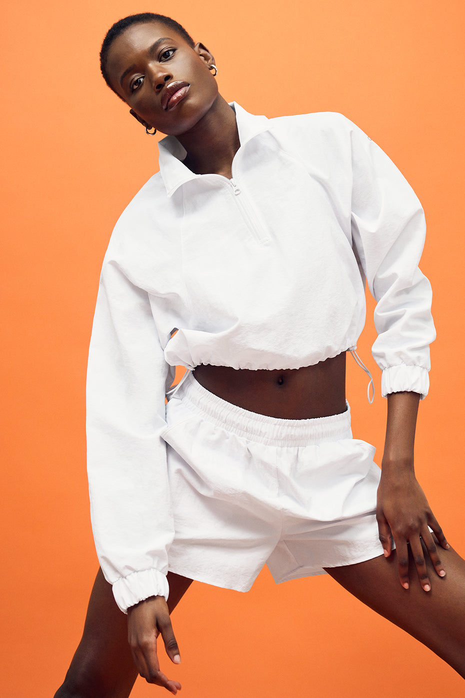 Cropped 1/4 Zip Alumni Pullover - White