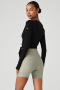 Cropped Escalate Wrap Top - Black