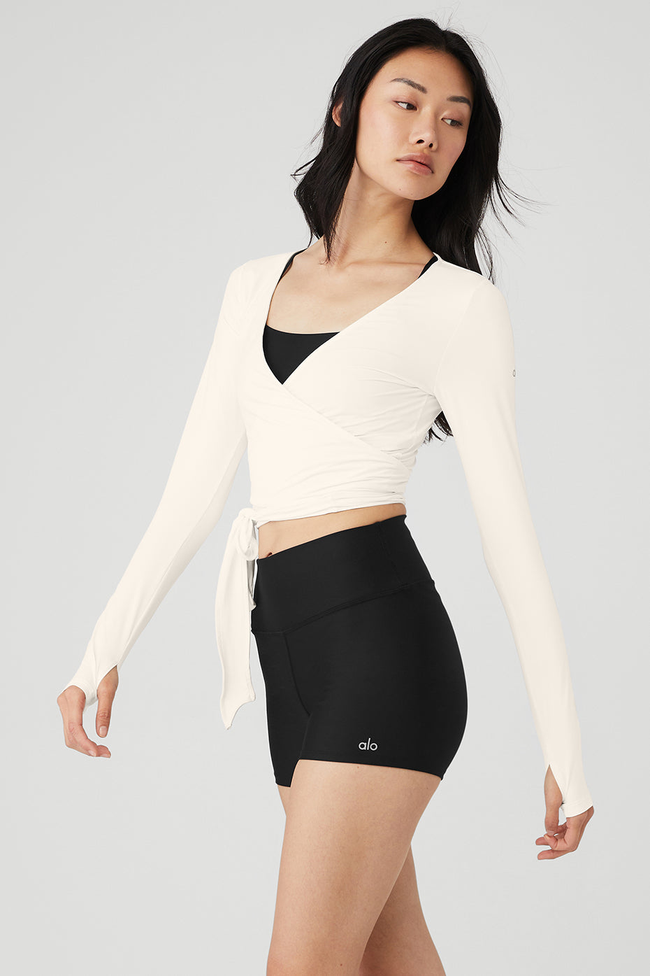 Cropped Escalate Wrap Top - Ivory