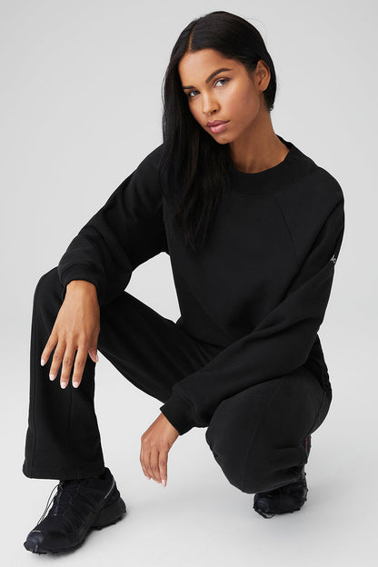 Heavy Weight Free Time Crew Neck Pullover - Black