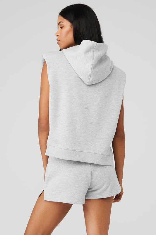 Cropped Headliner Shoulder Pad Sleeveless Coverup - Athletic Heather Grey