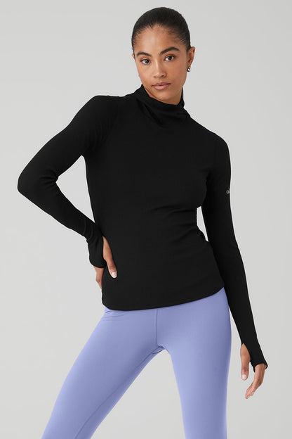 Alosoft Ribbed Frontrunner Long Sleeve - Black