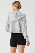 Routine Cropped Zip Hoodie - Athletic Heather Grey