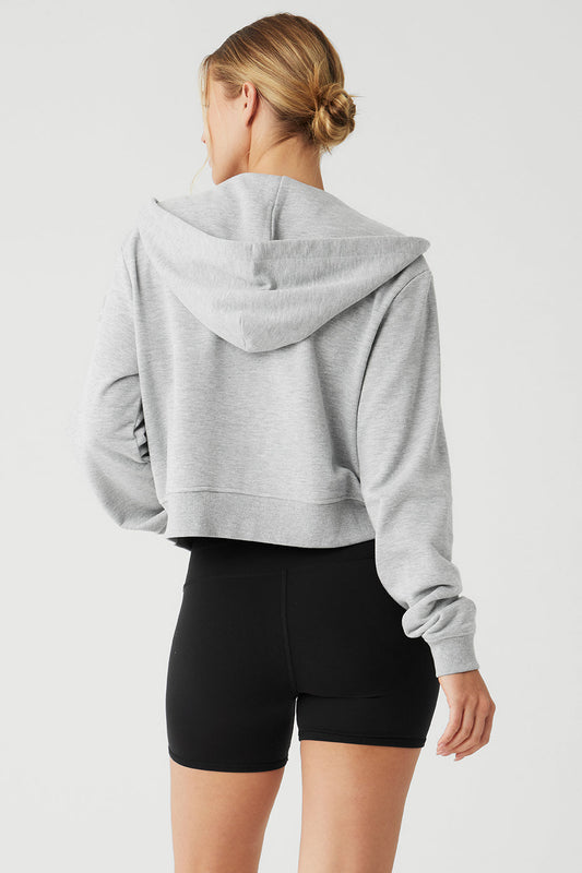 Routine Cropped Zip Hoodie - Athletic Heather Grey