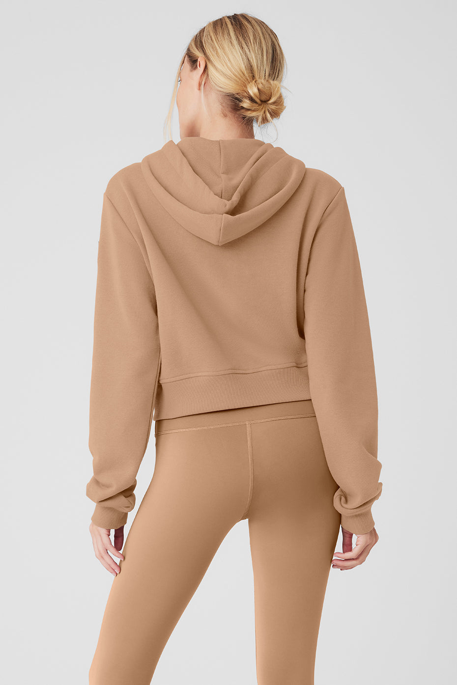 Routine Cropped Zip Hoodie - Toasted Almond