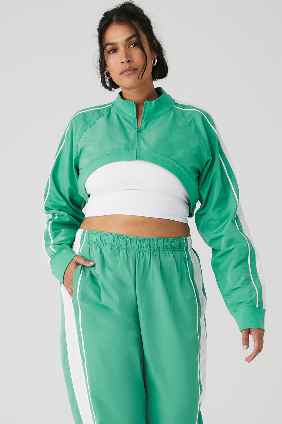 Racetrack Shrug - Lettuce/White