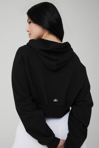 Cropped Double Take Hoodie - Black