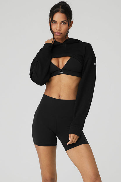 Cropped Shrug It Off Hoodie - Black