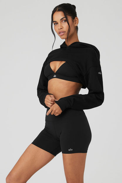 Cropped Shrug It Off Hoodie - Black