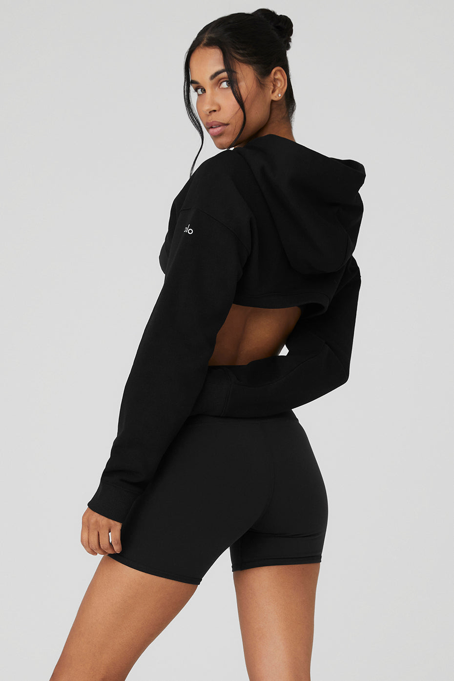 Cropped Shrug It Off Hoodie - Black