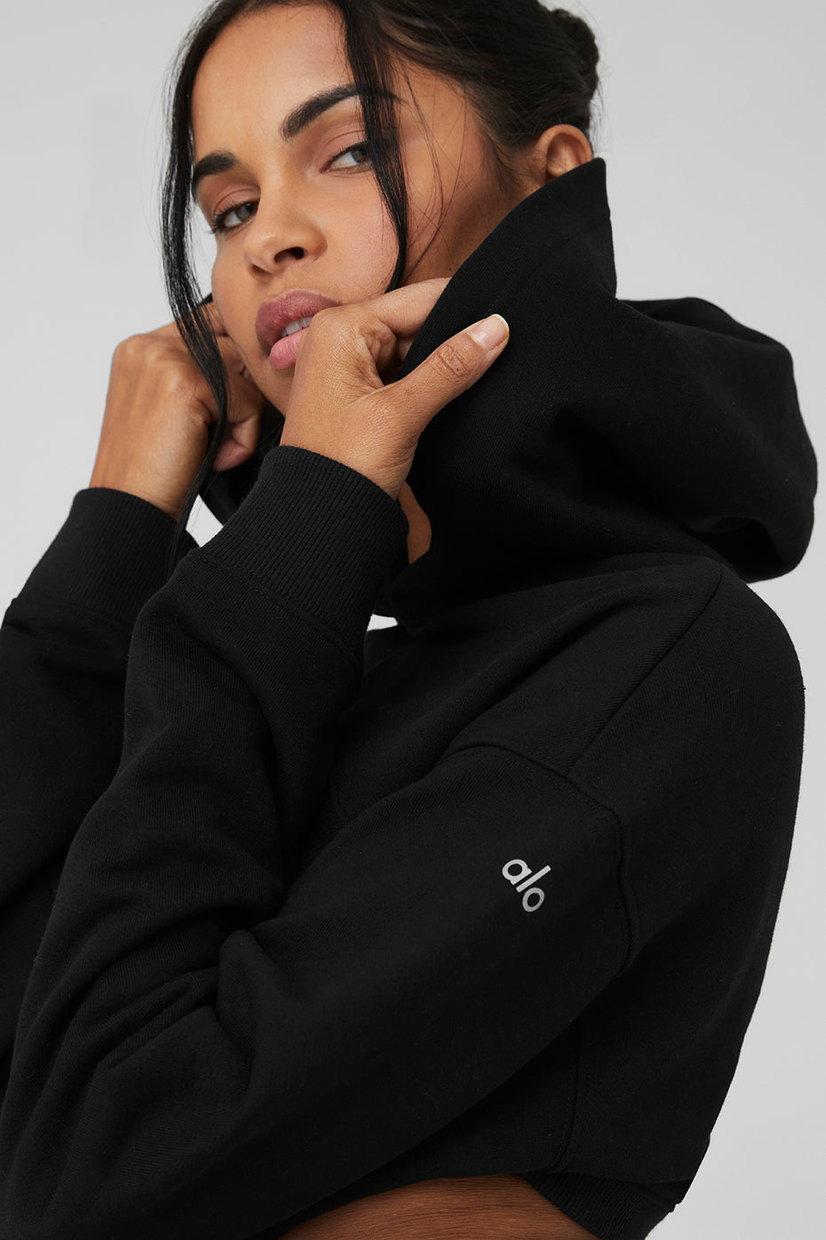 Cropped Shrug It Off Hoodie - Black