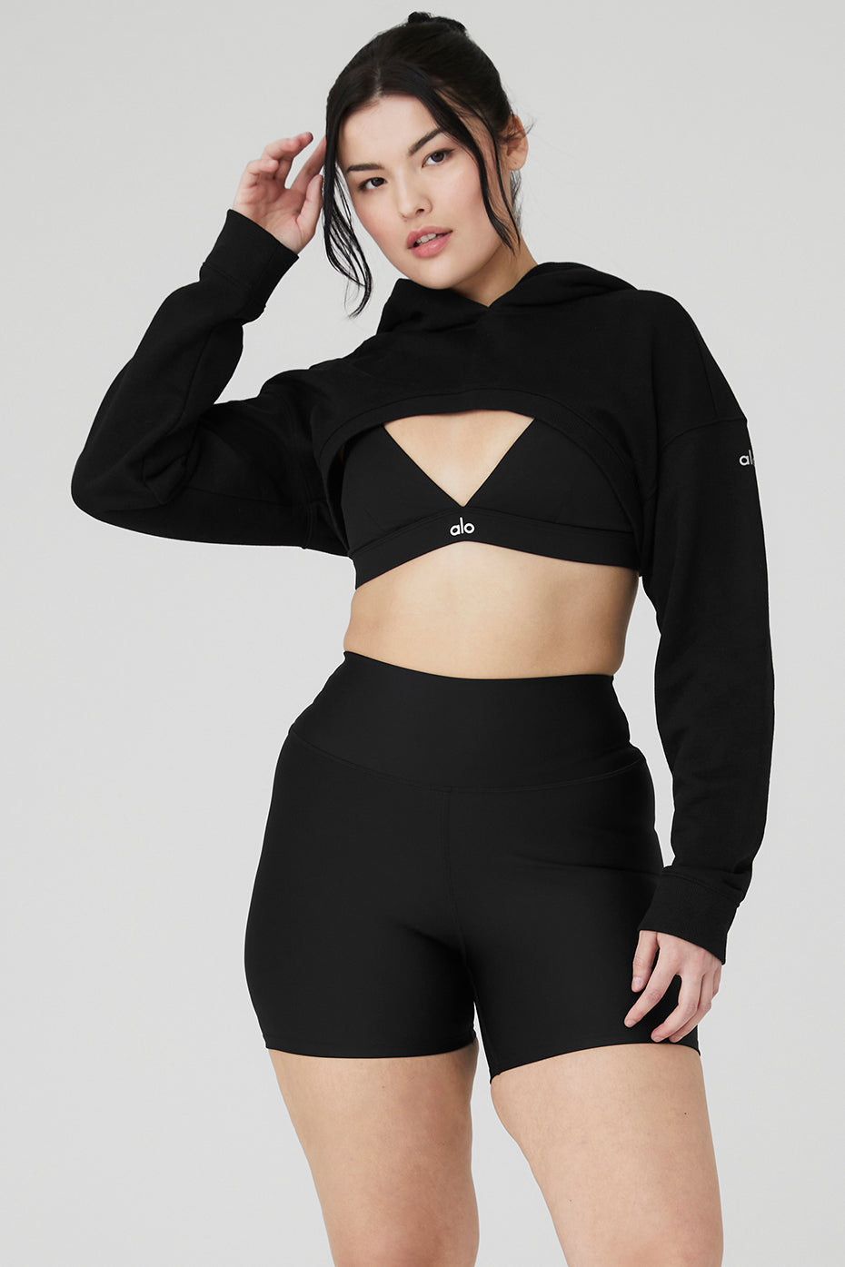 Cropped Shrug It Off Hoodie - Black