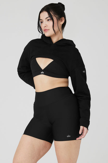 Cropped Shrug It Off Hoodie - Black