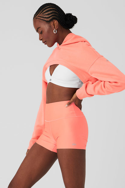 Cropped Shrug It Off Hoodie - Candy Orange