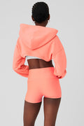 Cropped Shrug It Off Hoodie - Candy Orange