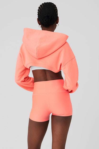 Cropped Shrug It Off Hoodie - Candy Orange