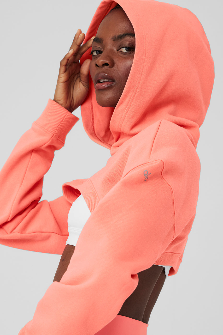 Cropped Shrug It Off Hoodie - Candy Orange