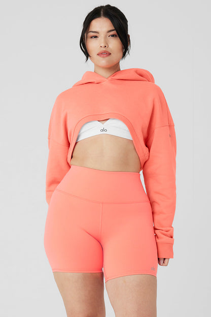 Cropped Shrug It Off Hoodie - Candy Orange