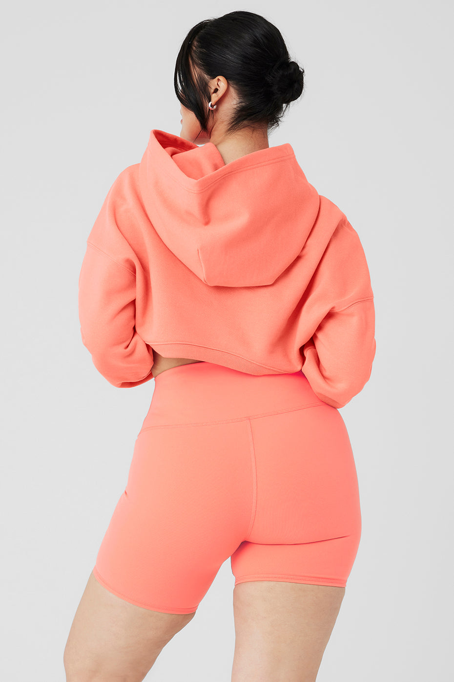 Cropped Shrug It Off Hoodie - Candy Orange