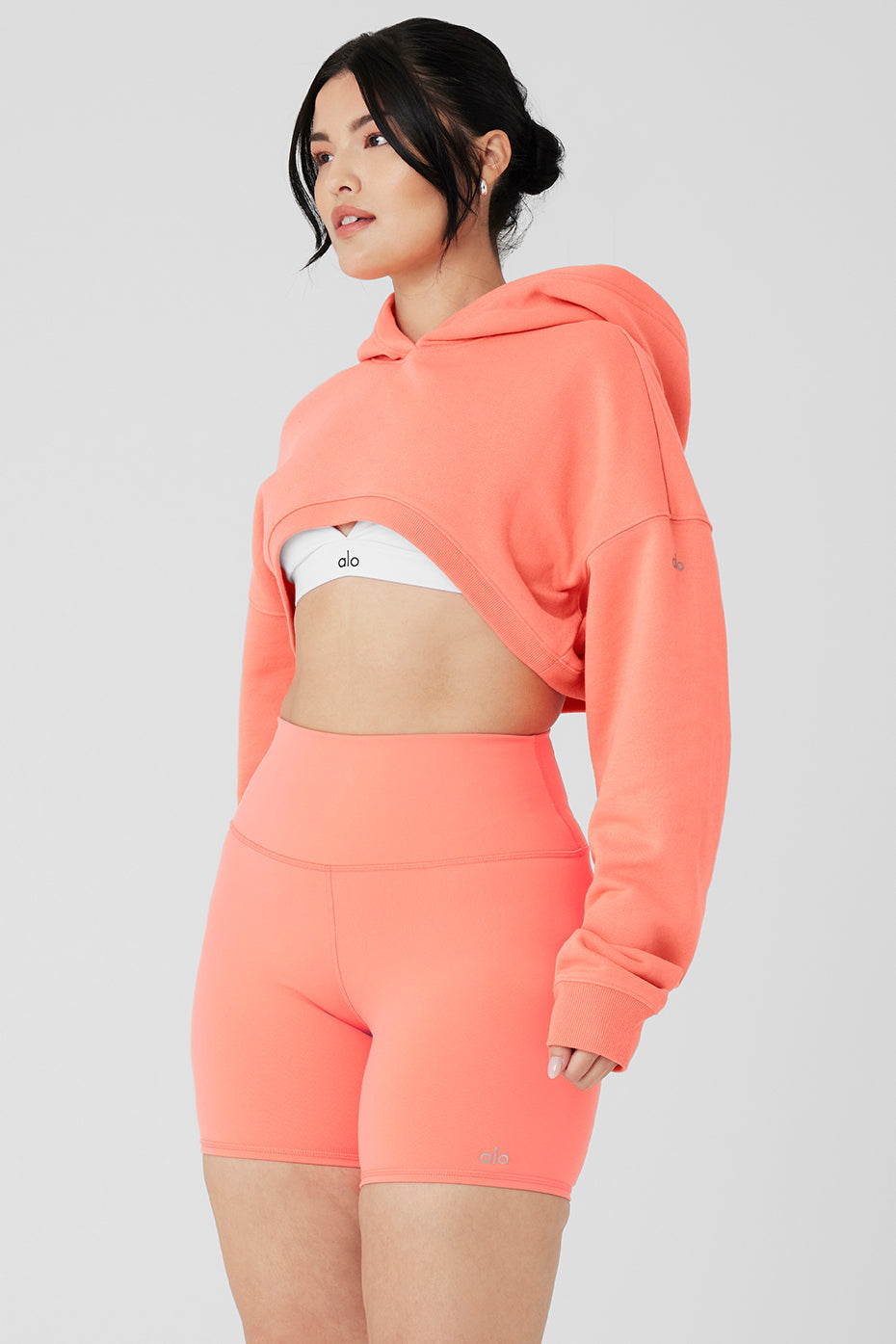 Cropped Shrug It Off Hoodie - Candy Orange
