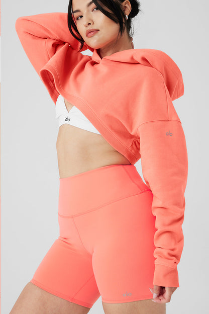 Cropped Shrug It Off Hoodie - Candy Orange