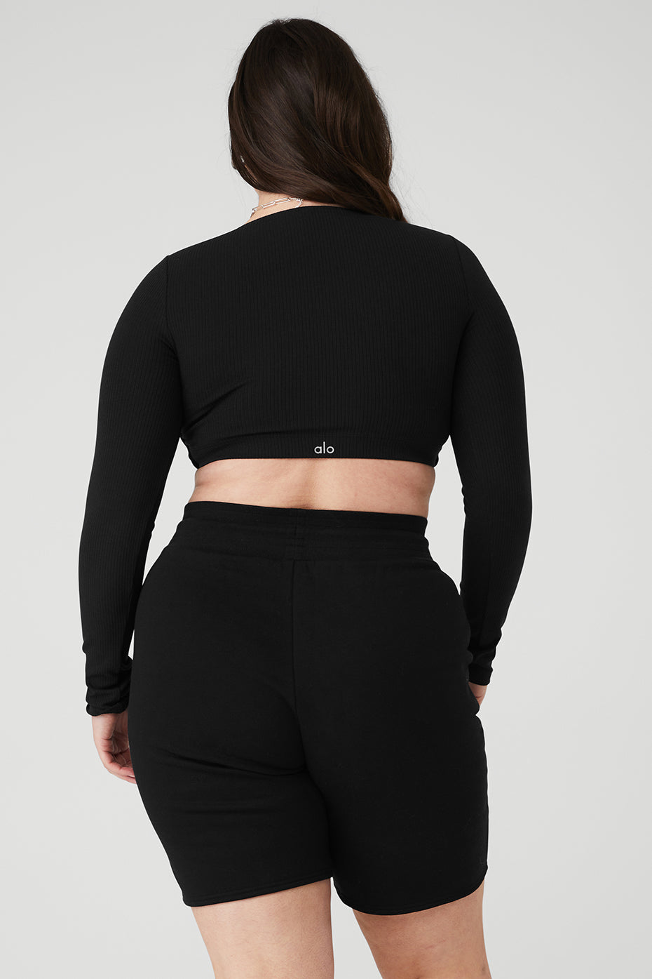 Ribbed Defined Long Sleeve Bra - Black